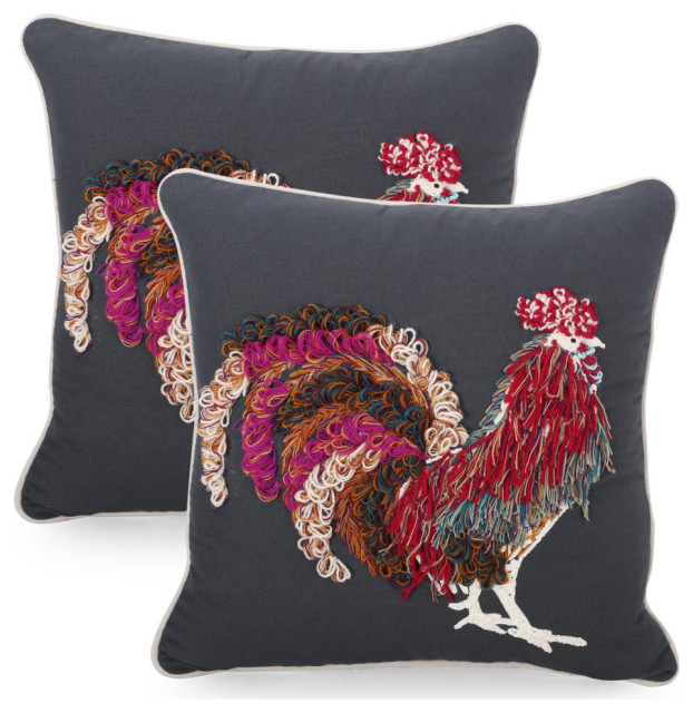 Goepper Rooster Throw Pillow Farmhouse Decorative Pillows By Gdfstudio