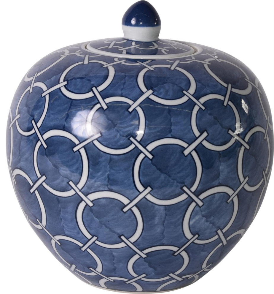 Jar Vase Circle Melon Colors May Vary Indigo Blue Variable Ceramic