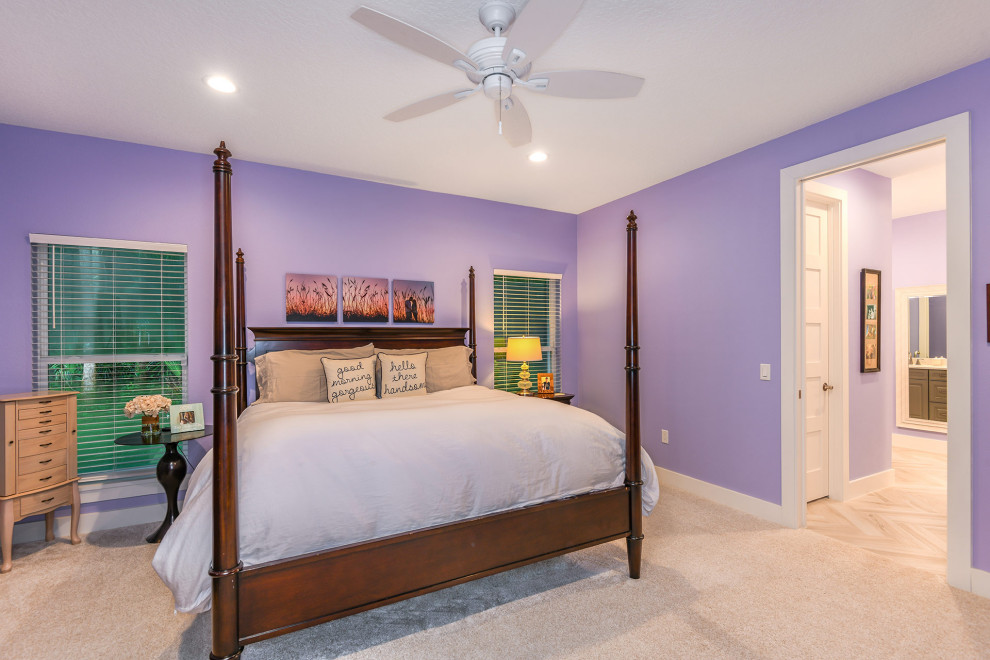 Mid-sized arts and crafts master bedroom in Orlando.