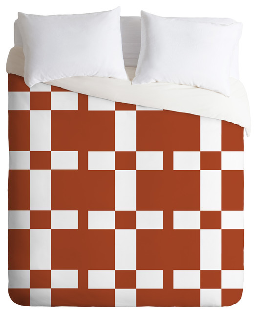 Vy La Cross Rust Duvet Cover Set, Twin XL Contemporary Duvet Covers