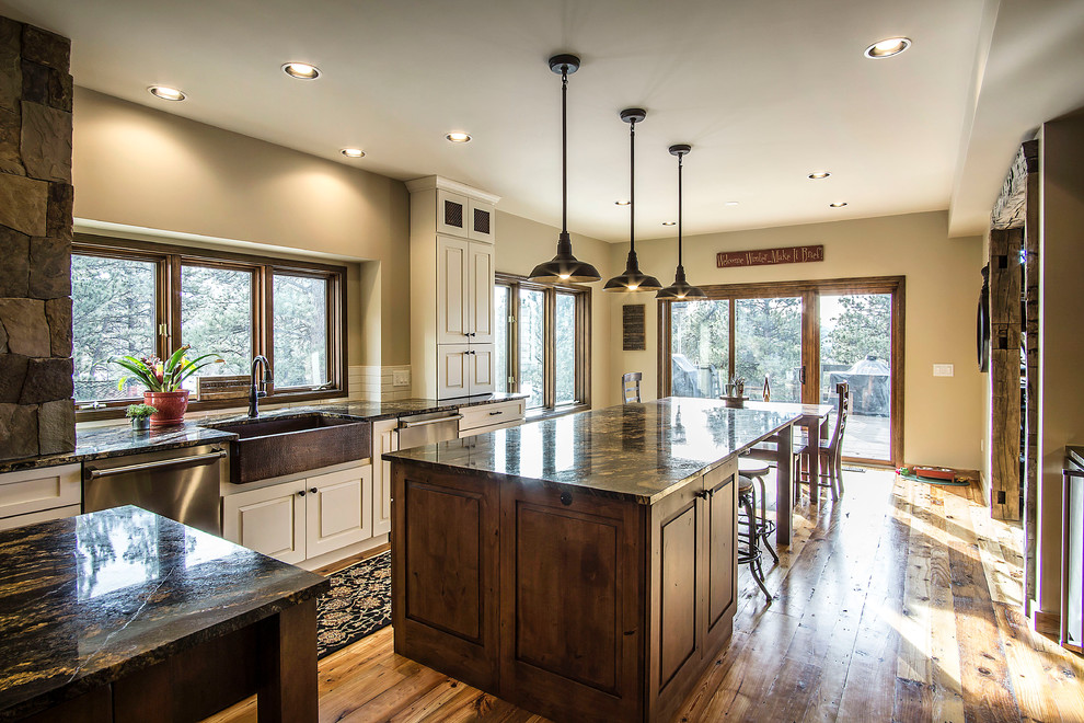 Example of a mountain style kitchen design in Denver