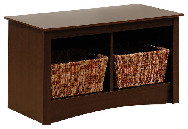 Prepac Black Twin Cubbie Bench Transitional Kids Storage