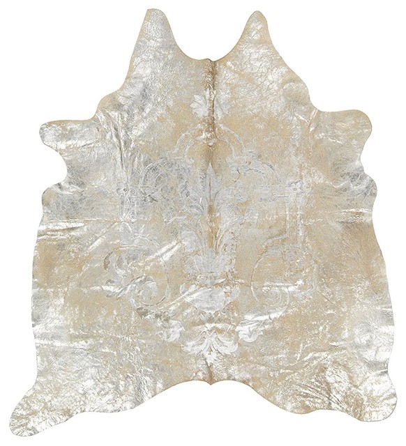 Mina Victory Couture Rug Natural Hide Beige/Gold Throw Rug