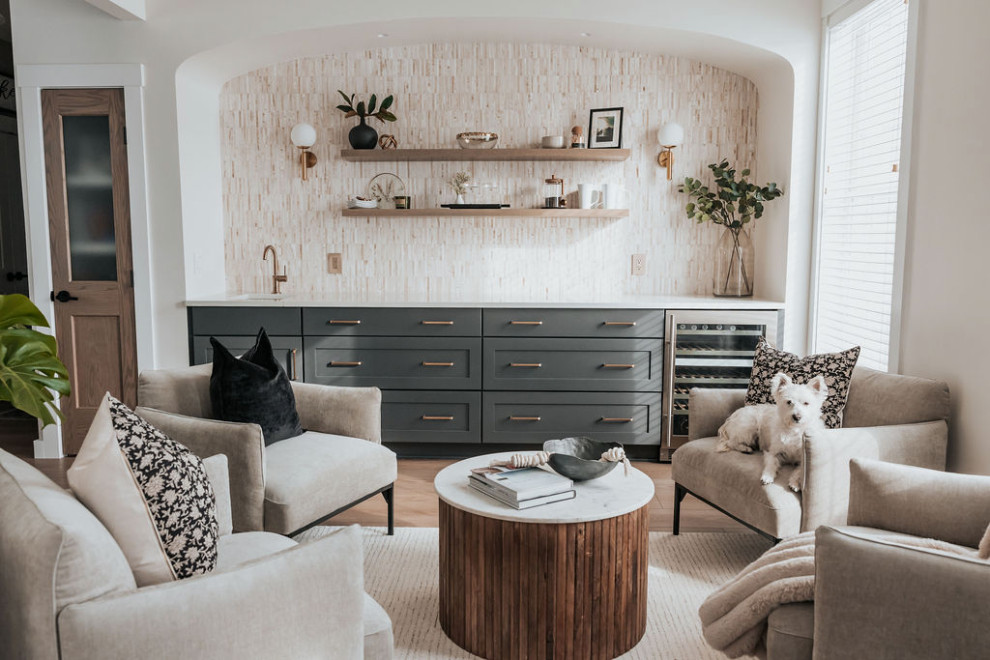 Example of a transitional home design design in New York
