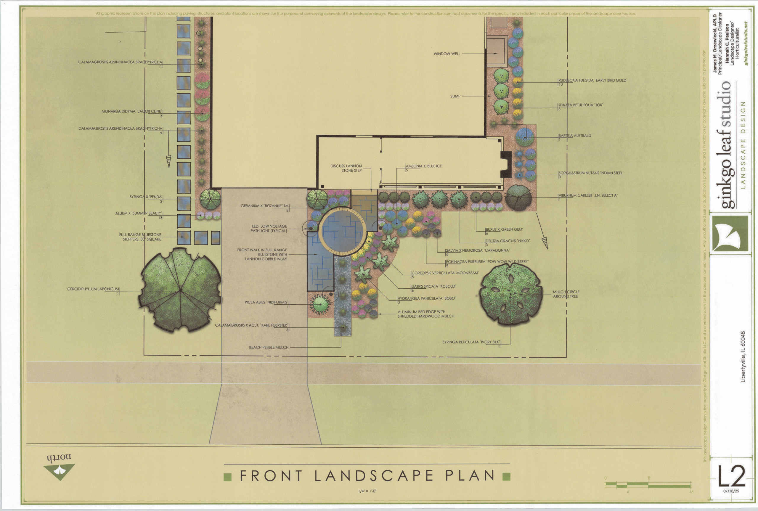 Front Yard + Walkway Landscape Plan- Libertyville, IL