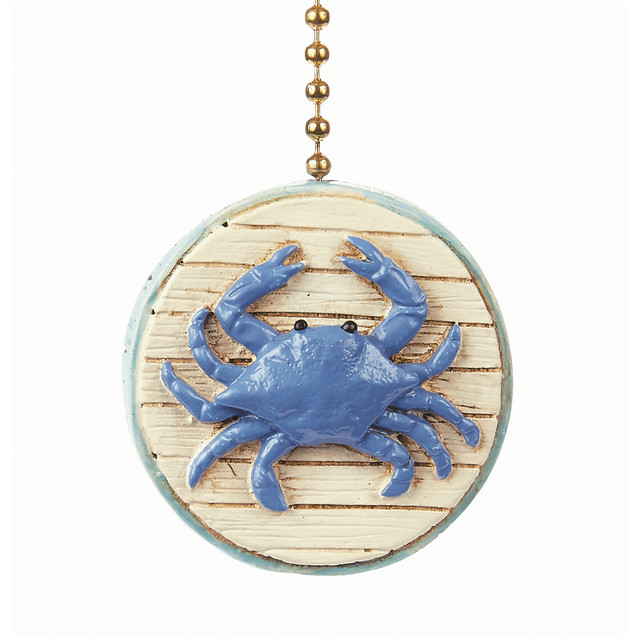 Blue Beach Crab Decorative Ceiling Fan Light Dimensional Pull