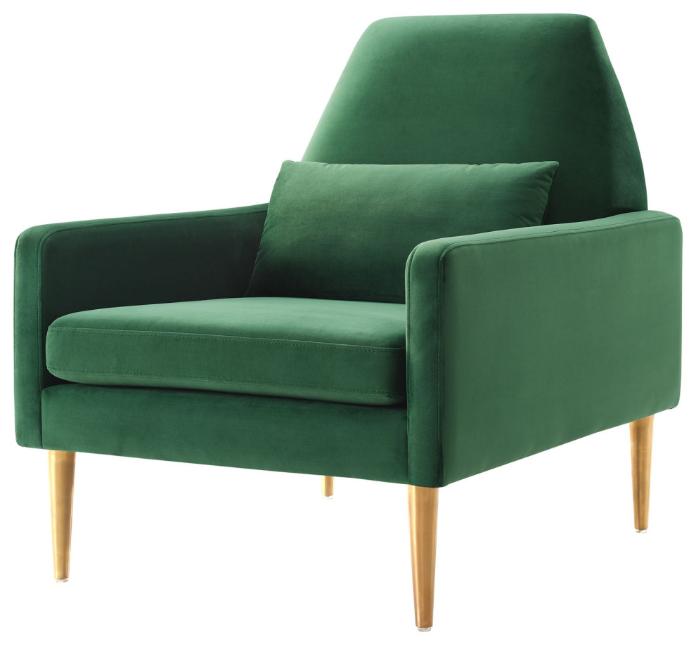 Armchair Accent Chair, Green, Velvet, Modern, Mid Century Hotel Lounge Cafe