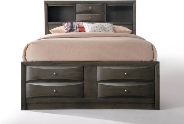 Kingston collection espresso king size bed 6 pc set. intercom distribuidora de produtos quimicos