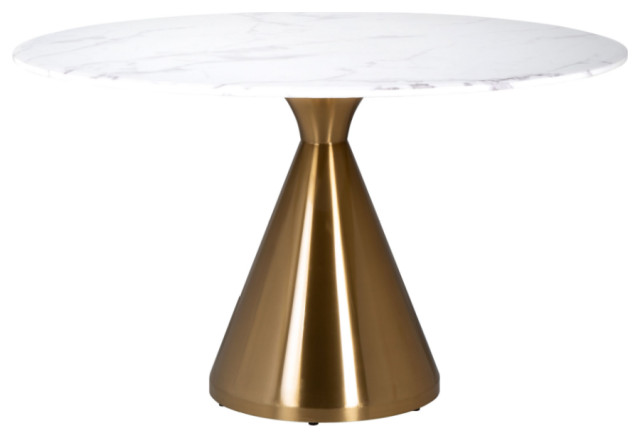 White Marble Gold Base Dining Table | OROA Tenille