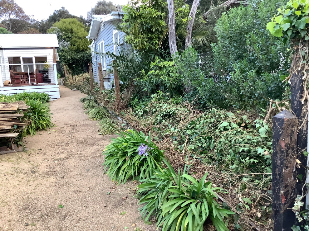 Cette photo montre un jardin à la française arrière victorien de taille moyenne et au printemps avec des solutions pour vis-à-vis, une exposition ensoleillée et une clôture en bois.