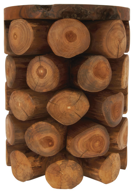 Natural Reflections Teak Wood Log Stool Cherry Brown Rustic Accent And Garden Stools By Brimfield May