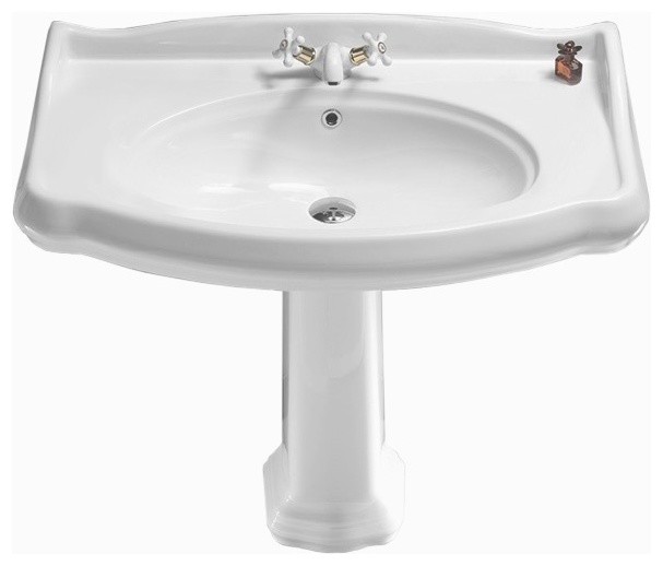 ClassicStyle White Ceramic Pedestal Sink Traditional Bathroom