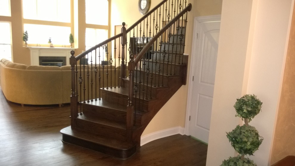 Photo of a large transitional staircase in Chicago.