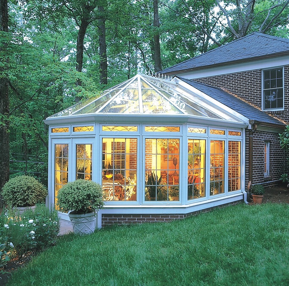 Photo of a large traditional sunroom in DC Metro with no fireplace and a glass ceiling.