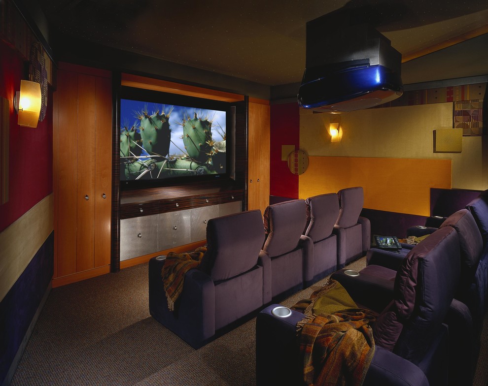 This is an example of a contemporary home theatre in Phoenix.