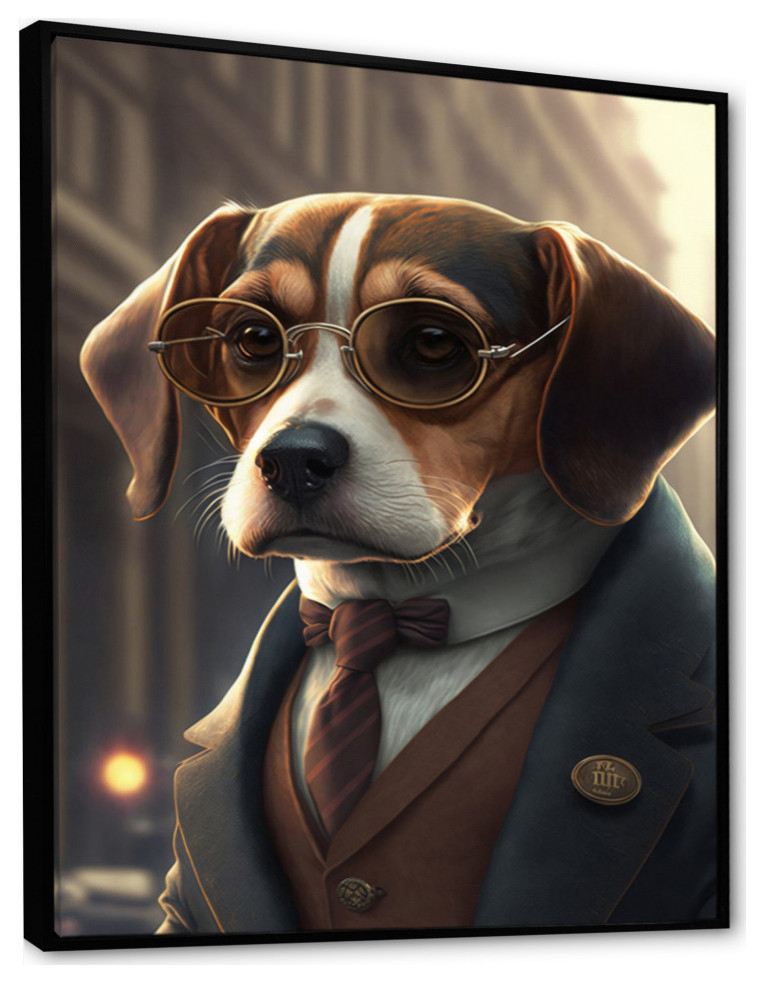 Mafia Beagle I Framed Canvas, 30x40 - Eclectic - Prints And Posters ...