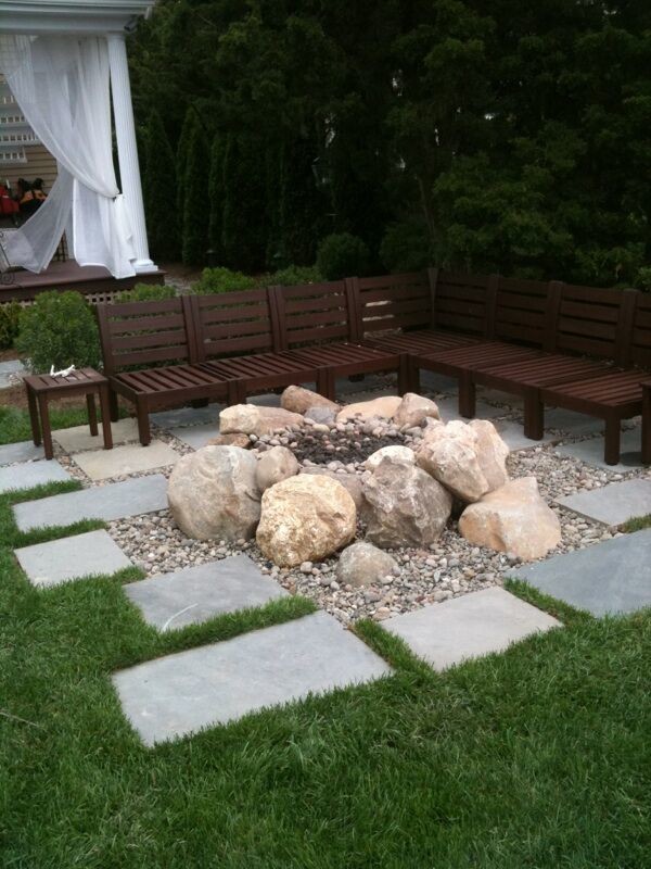 Photo of a mid-sized traditional backyard partial sun formal garden in Other with a fire feature.