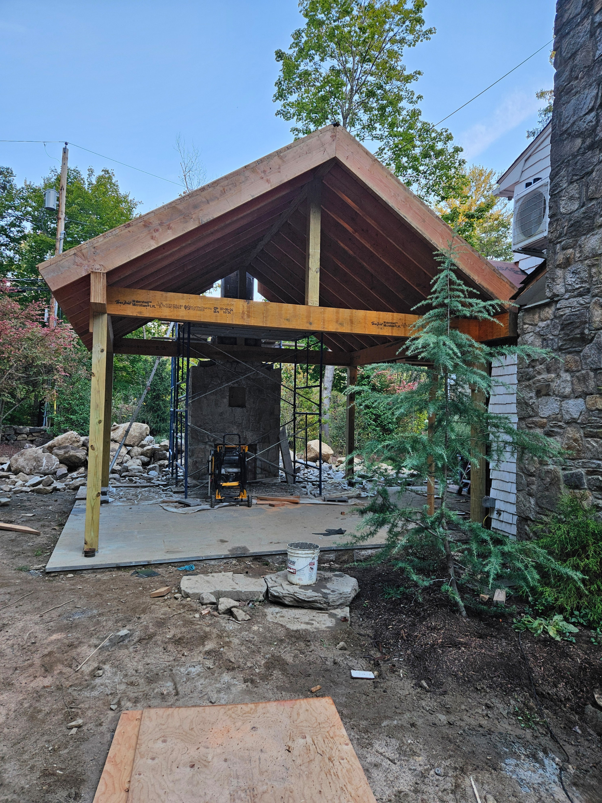 Pergola with fireplace