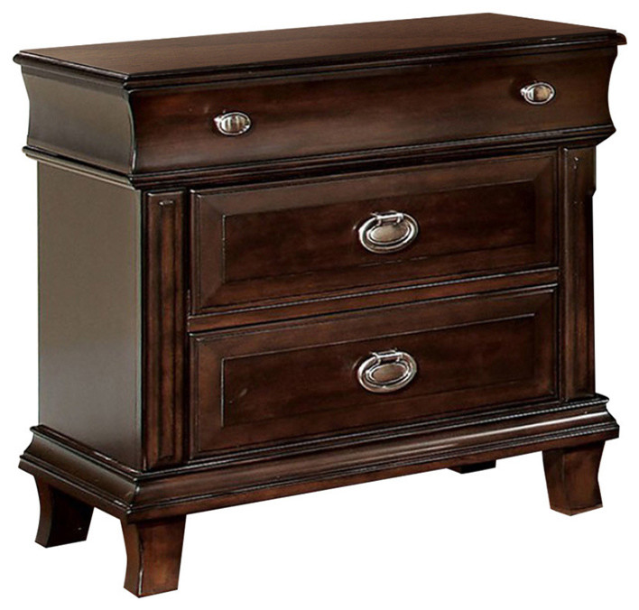 Arden Transitional Night Stand, Brown Cherry Traditional