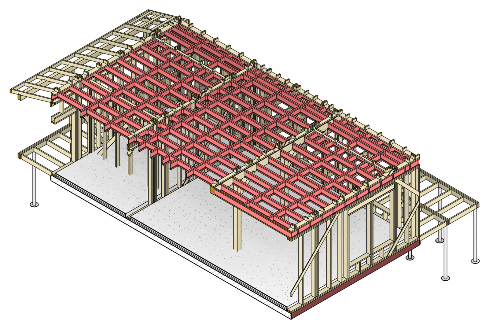 Фрагмент перекрытия из деревянных двутавровых балок