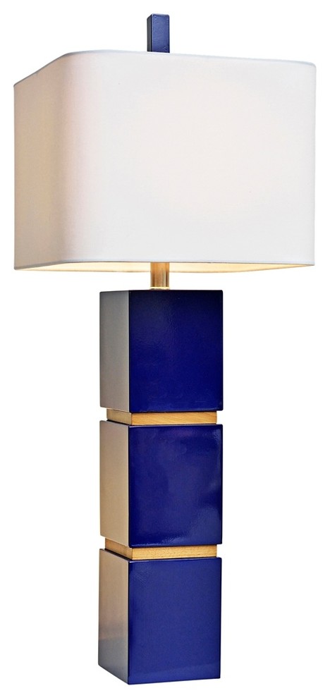 Couture Wilshire High Gloss Indigo Blue Table Lamp