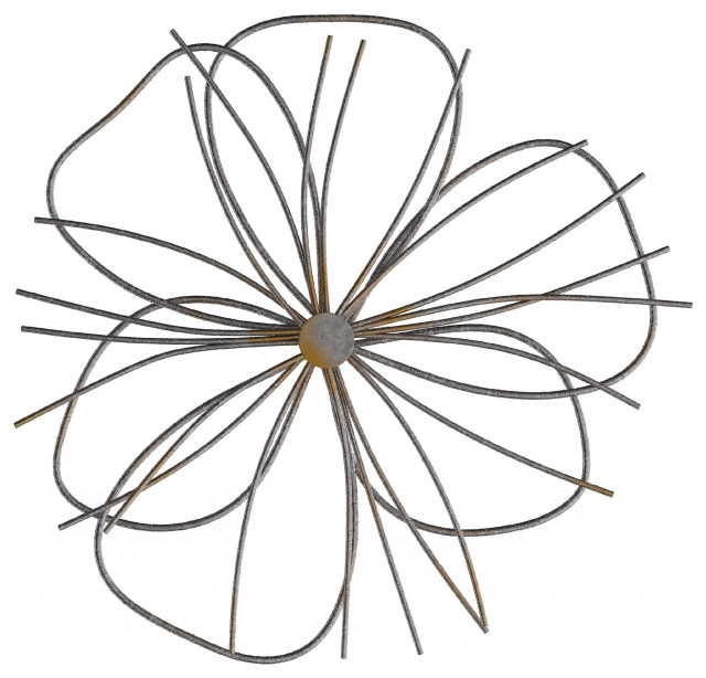 Metallic Layered Wire Flower Sculpture Contemporary Metal Wall Art