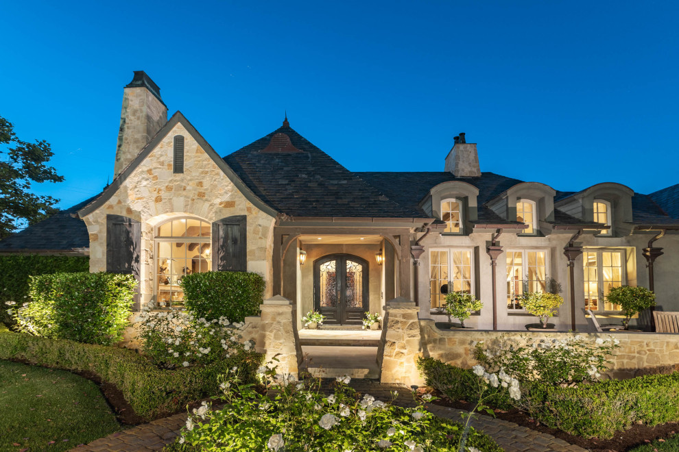 Inspiration for a french country exterior home remodel in Orange County
