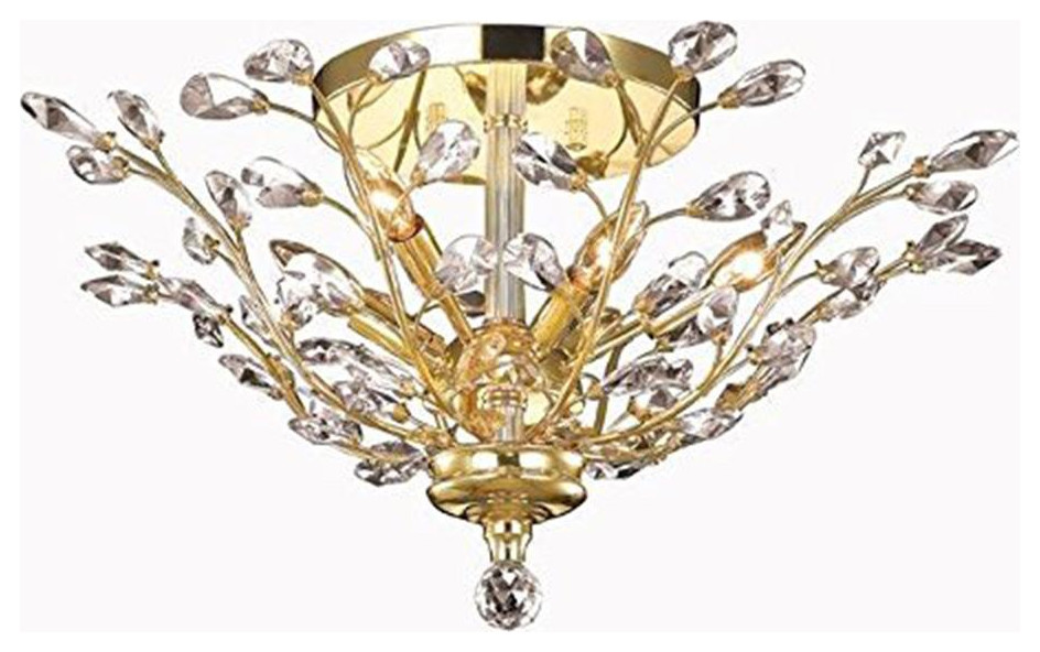 Orchid 6 Light Gold Flush Mount Clear Royal Cut Crystal Traditional Flush Mount Ceiling Lighting By Ownax Vaasuhomes Houzz