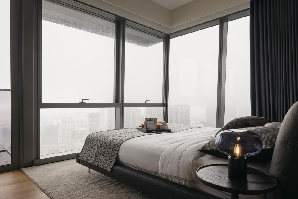 Photo of a contemporary bedroom in Singapore.