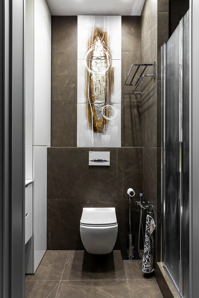 Рабочий кабинет с гостевым санузлом. Современный стиль и классика.