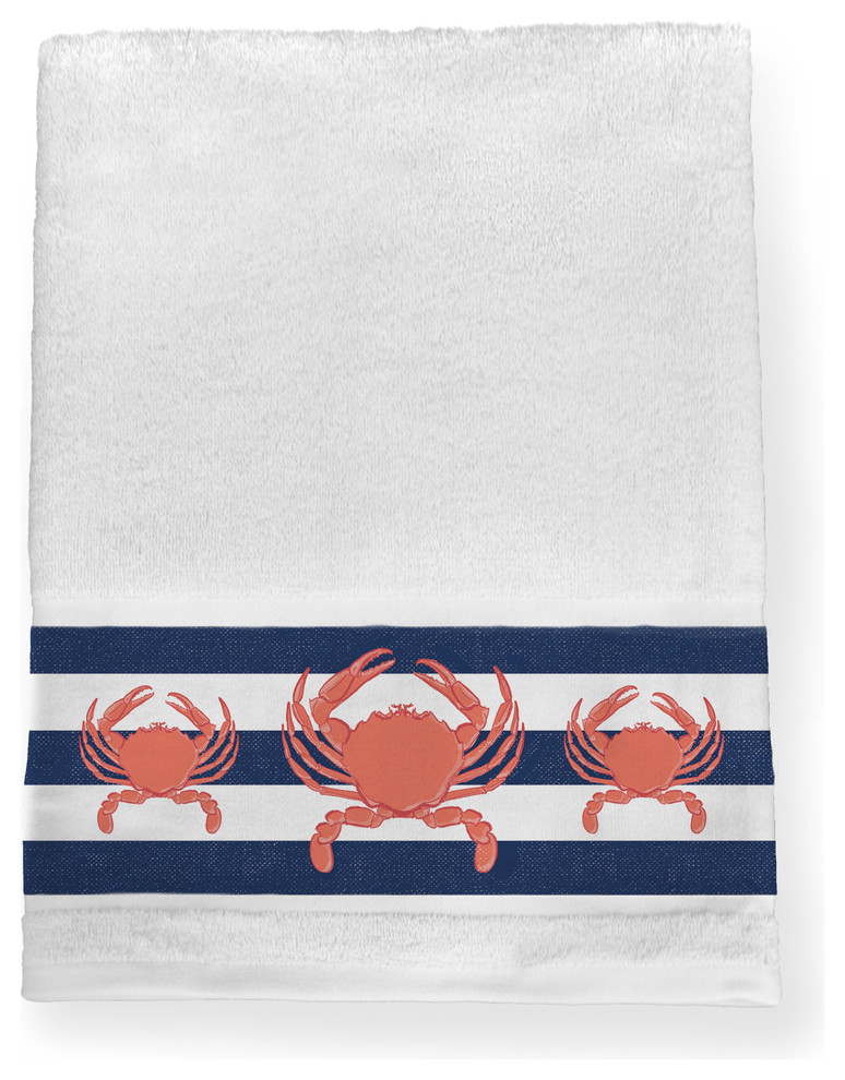 Laural Home Crab Stripe Bath Towel, 27"x51" Beach Style Bath Towels