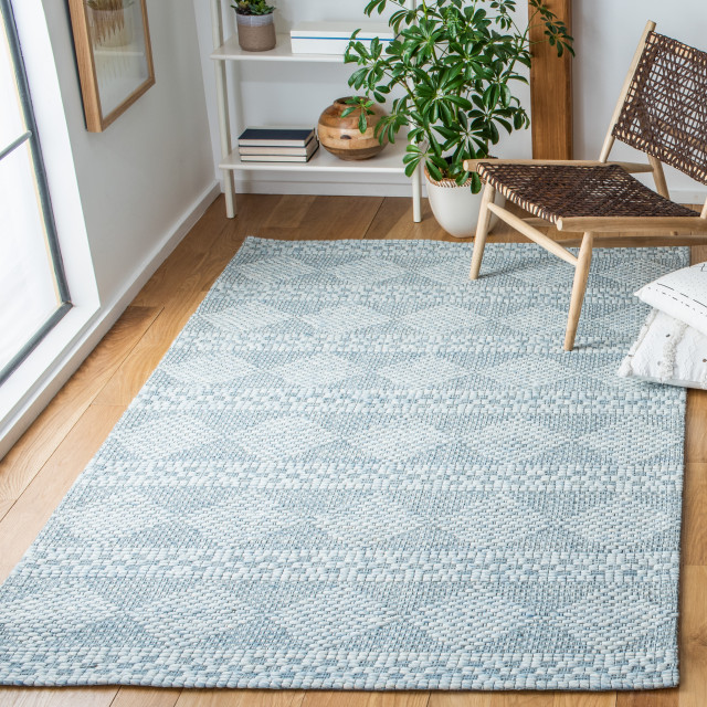 Safavieh Marbella Mrb552M Geometric Rug, Blue, 2'3"x9'0" Runner Scandinavian Hall And Stair