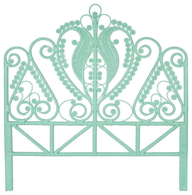 Peacock Rattan Headboard Mint Tropical Headboards by KOUBOO Houzz