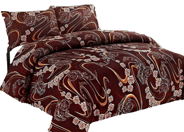 Tache Melted Gold Brown Floral Duvet Cover Set Contemporary