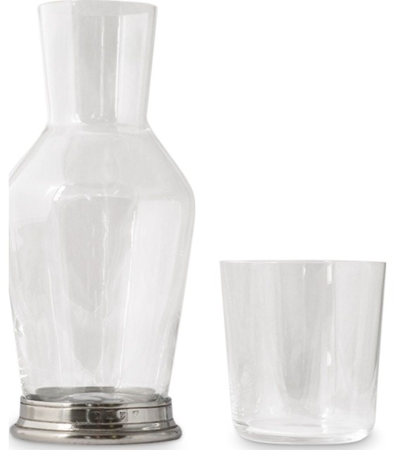 Match Bedside Carafe and Tumbler, Pewter Carafes by Sportique Houzz