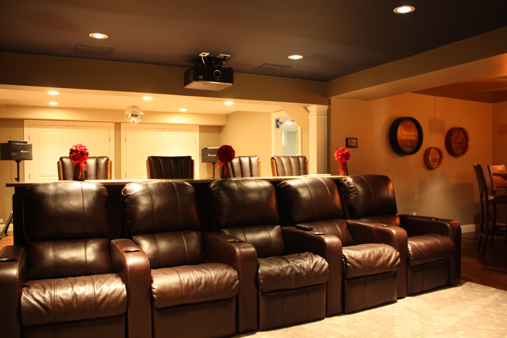 Inspiration for a traditional home theatre in Boston.
