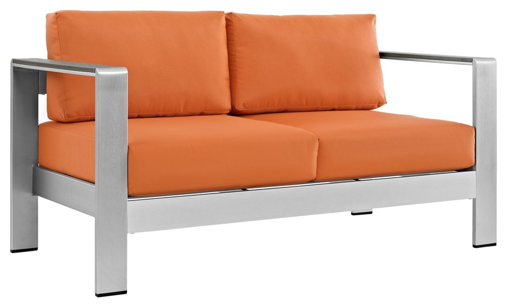 Modern Contemporary Urban Outdoor Patio Balcony Loveseat Sofa, Beige