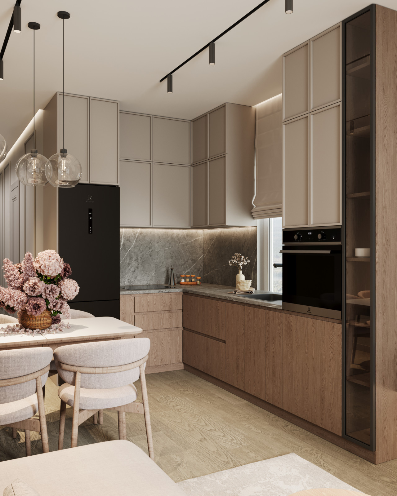 Дизайн светлой кухни-гостиной