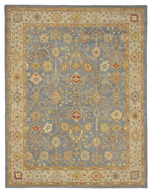 Safavieh Antiquity Collection AT314 Rug, Blue/Ivory, 5'x8'