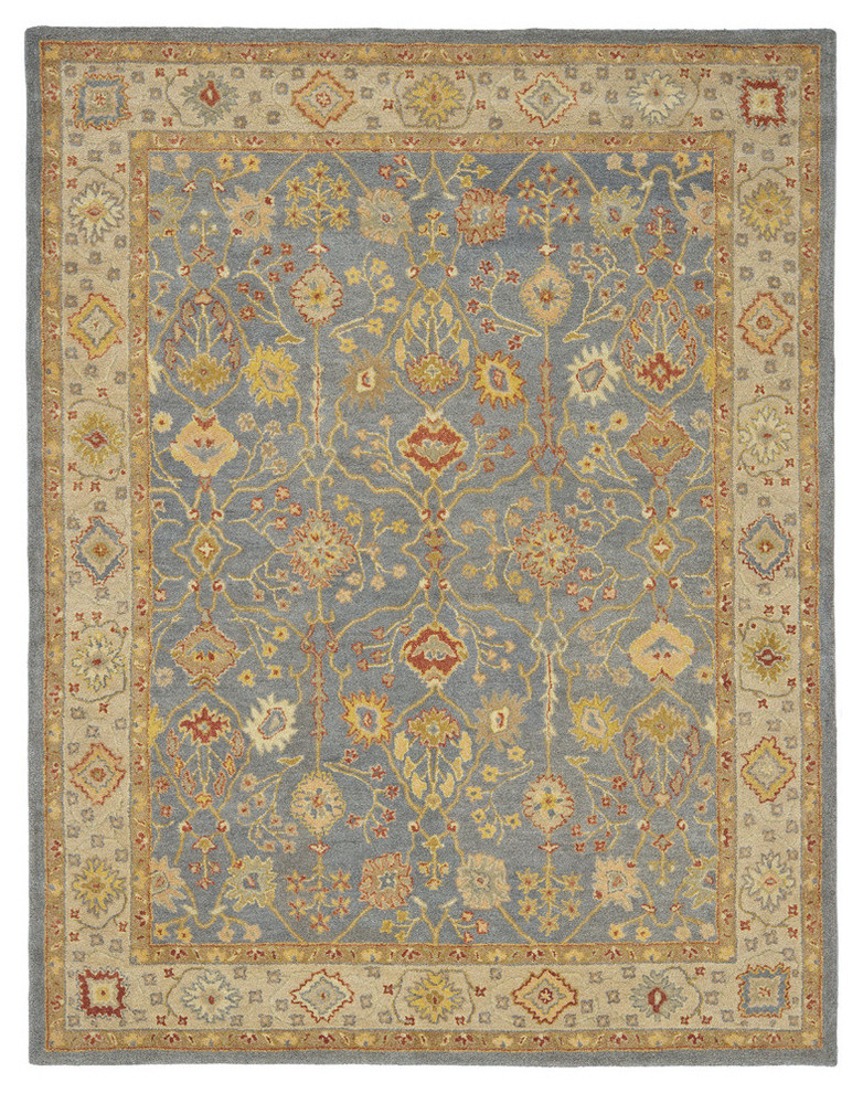 Safavieh Antiquity Collection AT314 Rug, Blue/Ivory, 9'6"x13'6"
