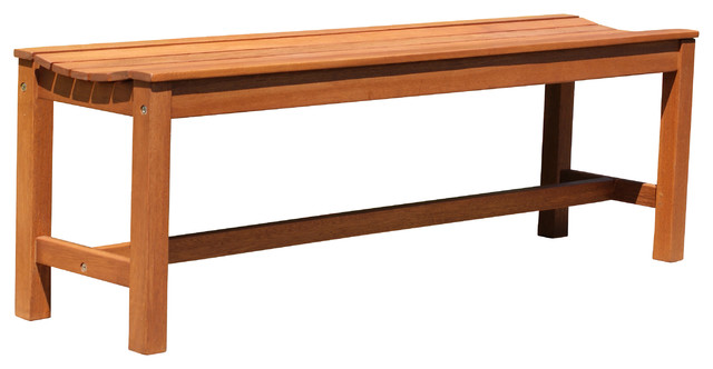 Eucalyptus Backless Bench Transitional Outdoor Benches By