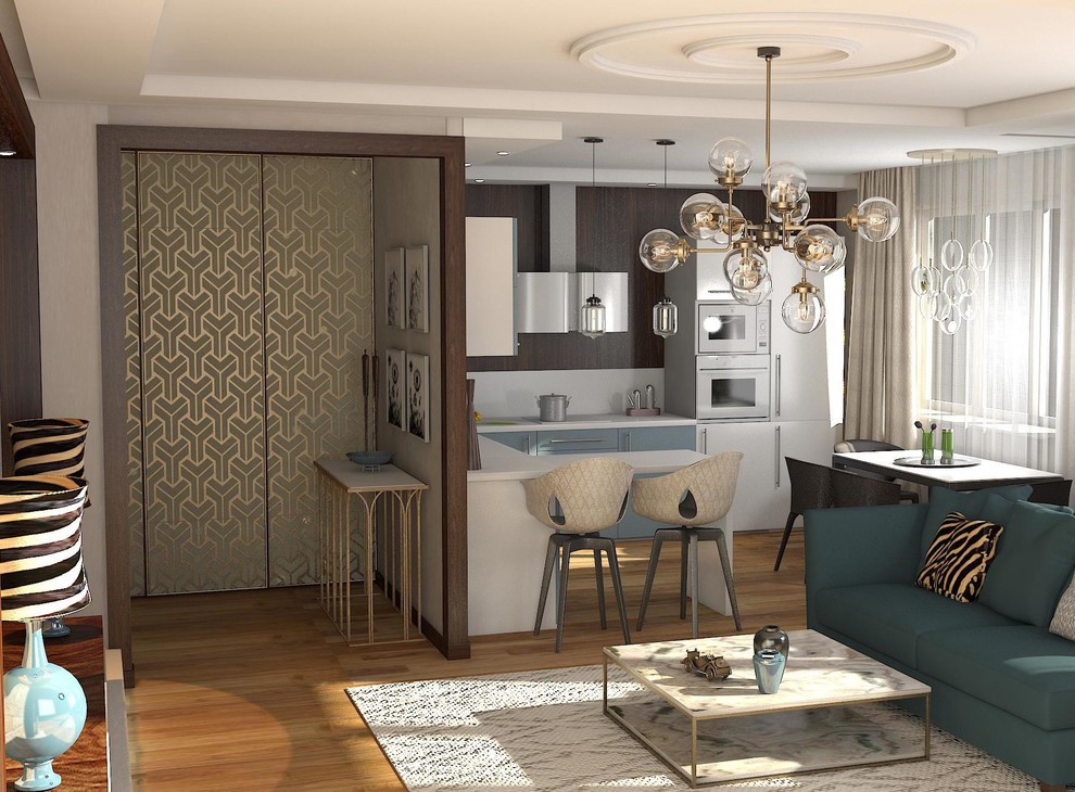 Студия с бирюзовым диваном