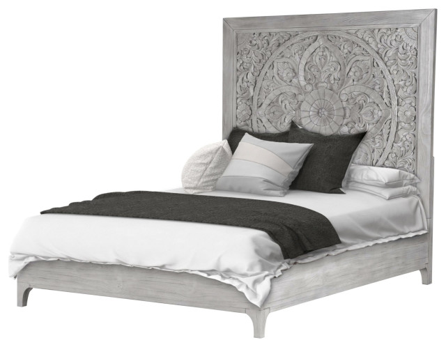 Modus Boho Chic 4 PC Cal King Bedroom Set in Washed White