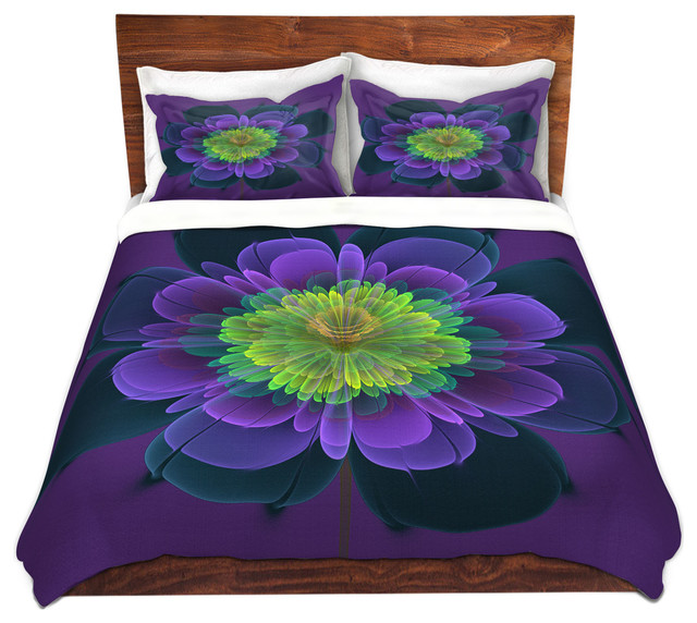 Ghost Flower Purple Yellow Duvet Cover Queen Full Only Poly Twill