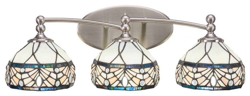 Capri 3-Light Bath Bar, Brushed Nickel, 7" Royal Merlot Art Glass