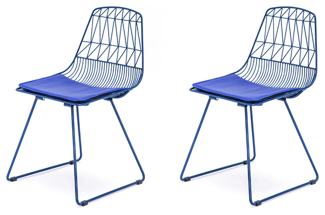 Modern Geometric Metal Dining Chair With Faux Leather Seat Pad Set Of 2 Contemporary Chairs By Ac Pacific Corporation Houzz Modern Geometric Metal Dining Chair, Faux Leather Dining Chair Seat Pads