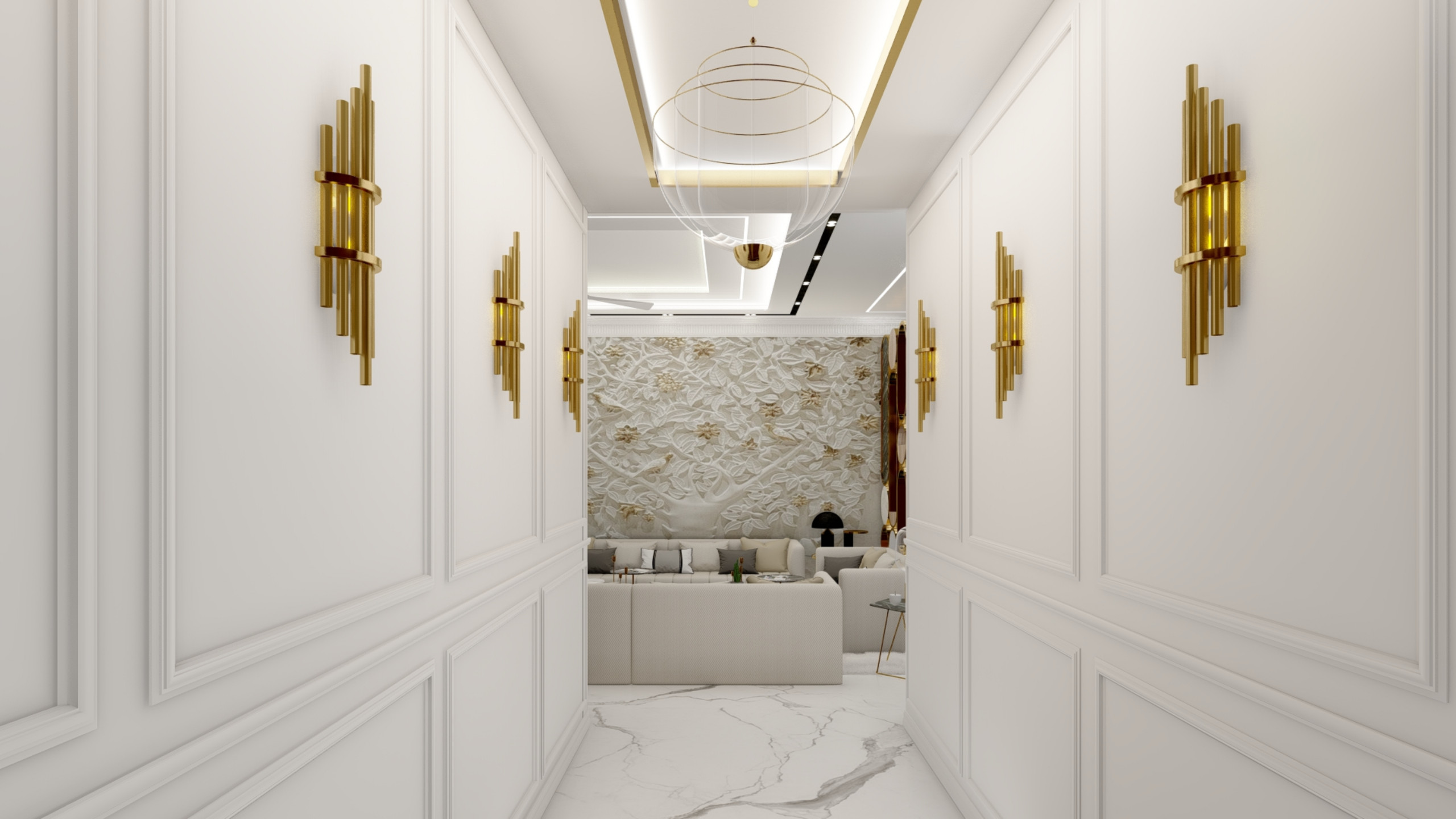 Elegant Lounge and Dining Area with Light Tones in Guildford