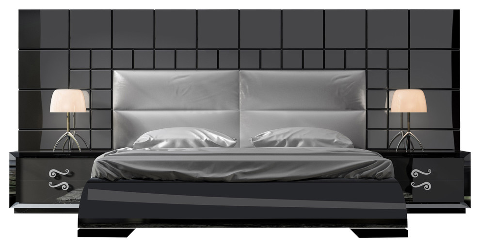 Klass 116 Bed, Queen With Nightstand Contemporary Bedroom Furniture