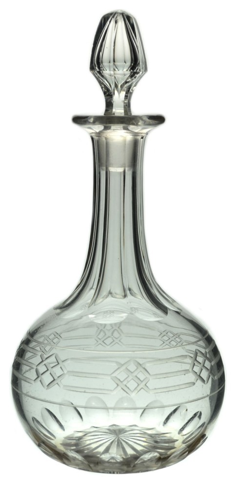 Consigned Sherry or Port Cut Glass Decanter with Small Spire Stopper