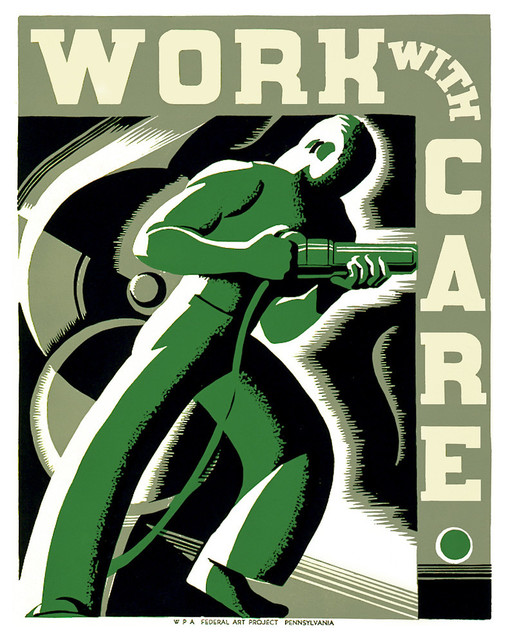 Work With Care, Riveter Worker Print, 8" x 10" Contemporary Prints